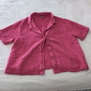 Pink Button-Up Short Sleeve Shirt (Set)